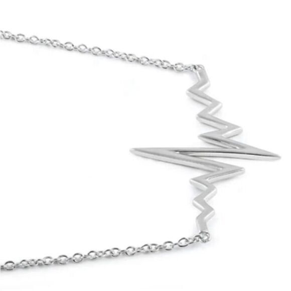 New Sterling Silver Heartbeat Necklace - Picture 4 of 4